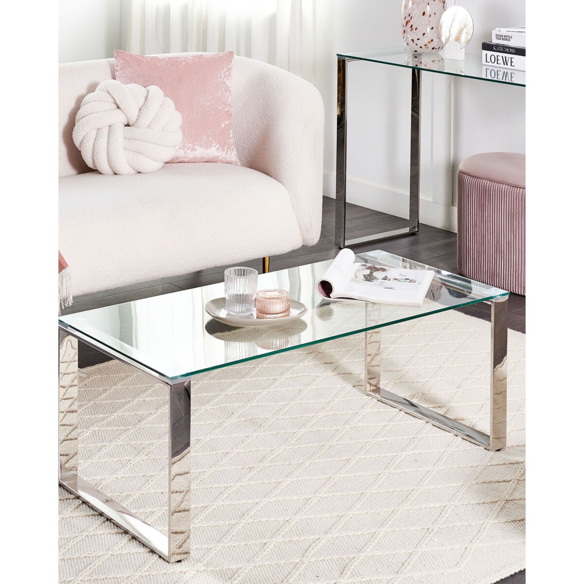 Konsola szklana srebrna TILON