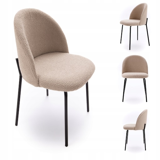 ZESTAW 4 SZTUK Krzesła TESSAR Szary-beż Czarny Tapicerowane SALON JADALNIS