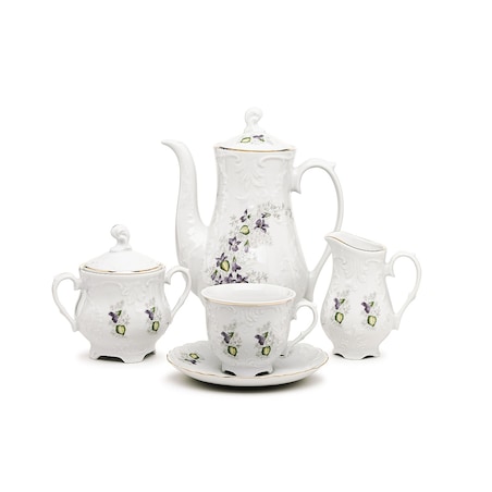 Garnitur do kawy dla 6 osób 21 el. Rococo Fiołki G559
