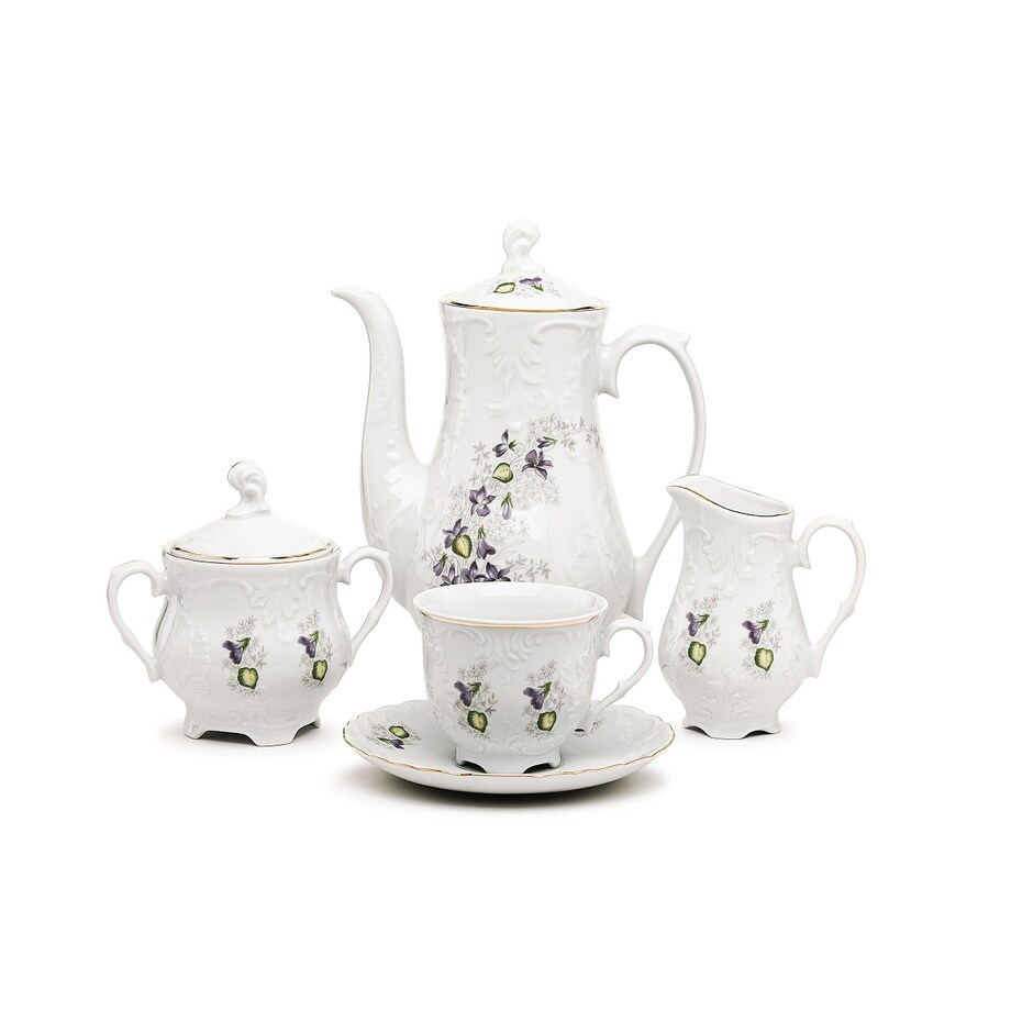 Garnitur do kawy dla 6 osób 21 el. Rococo Fiołki G559