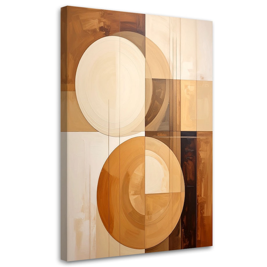 Obraz do salonu sypialni kuchni, Geometryczne koła w odcieniach beżu