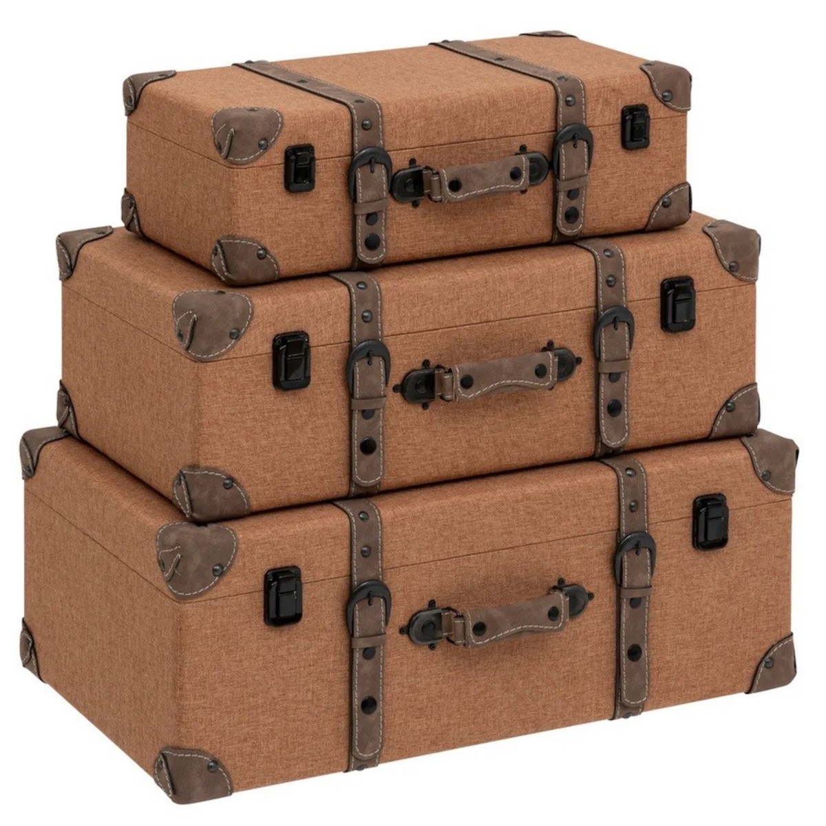 Kufer walizka 3 szt. retro brązowe