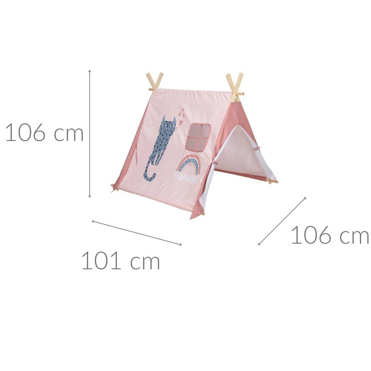 Namiot dla dzieci z okienkiem i drewnianym stelażem, 101 x 106 x 106 cm