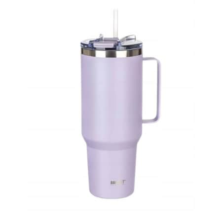 KUBEK PODRÓŻNY TERMICZNY termos 1200 ml ze słomką na napoje wysoki liliowy