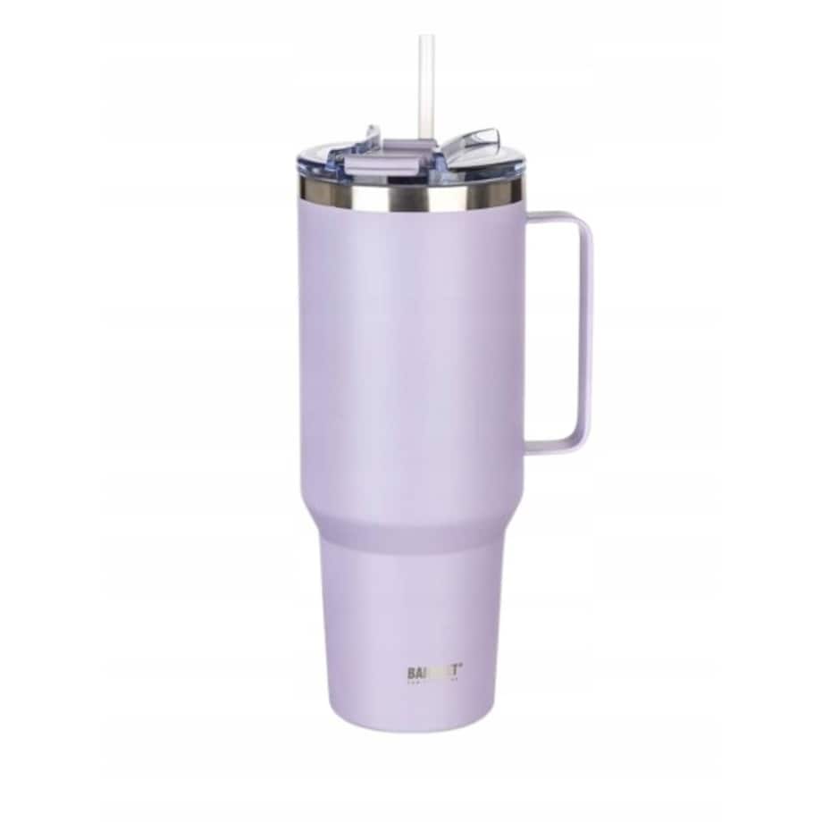 KUBEK PODRÓŻNY TERMICZNY termos 1200 ml ze słomką na napoje wysoki liliowy