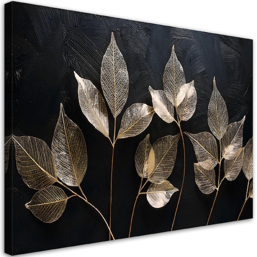 Obraz na płótnie do salonu przedpokoju Minimalizm Liście Rośliny Glamour Abstrakcja 100x70