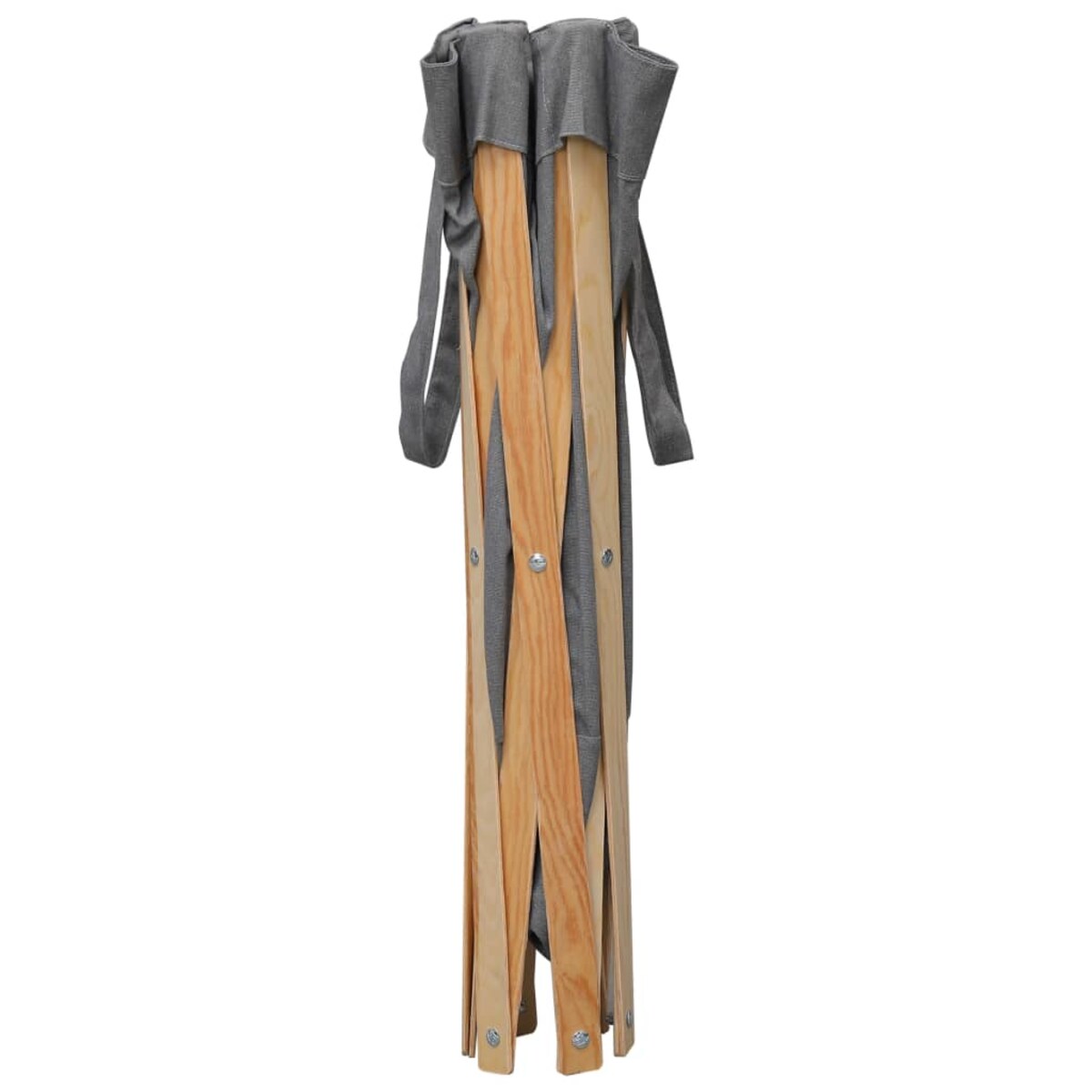 vidaXL Składany kosz na pranie, szary, drewno i tkanina