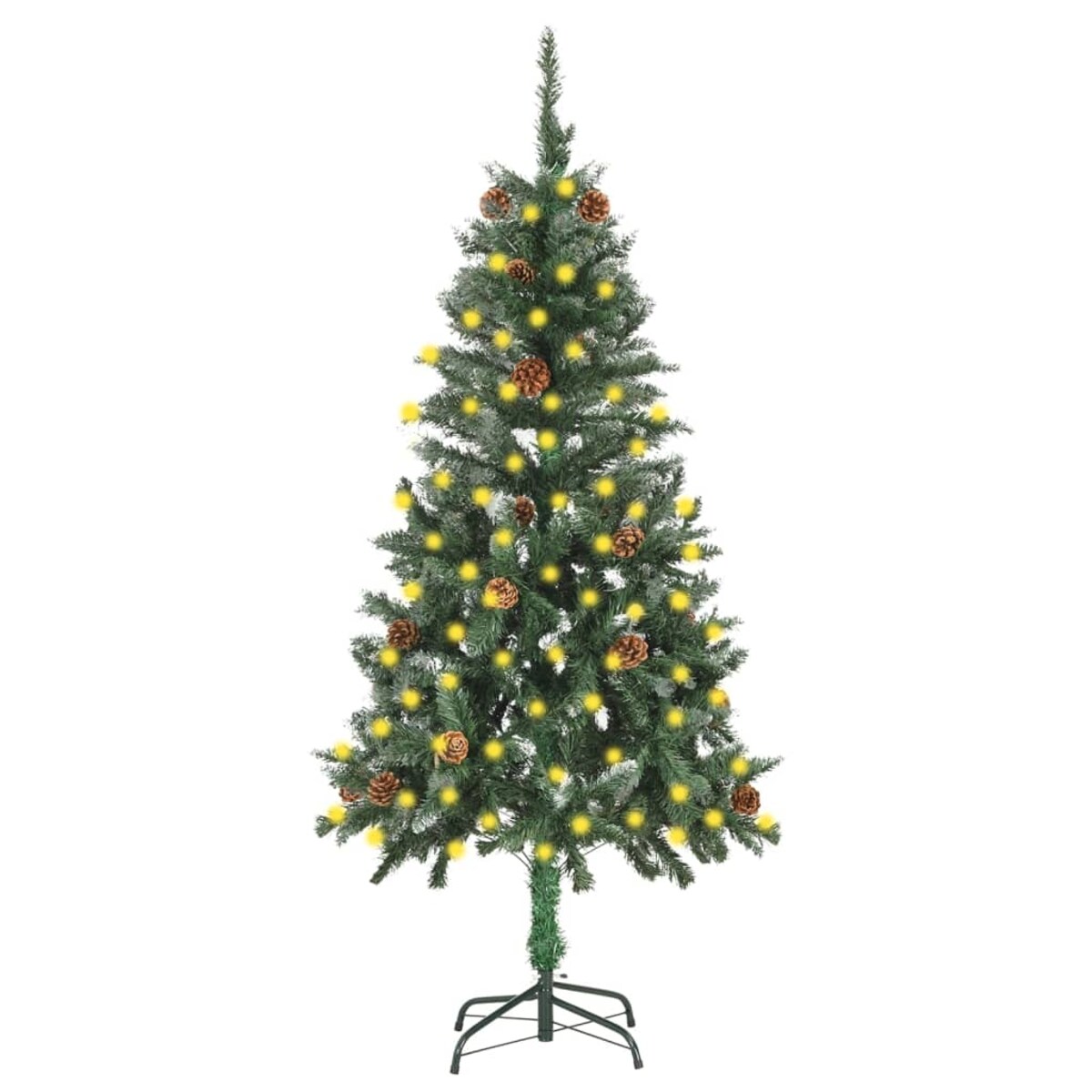 vidaXL Sztuczna choinka z lampkami i szyszkami, 150 cm