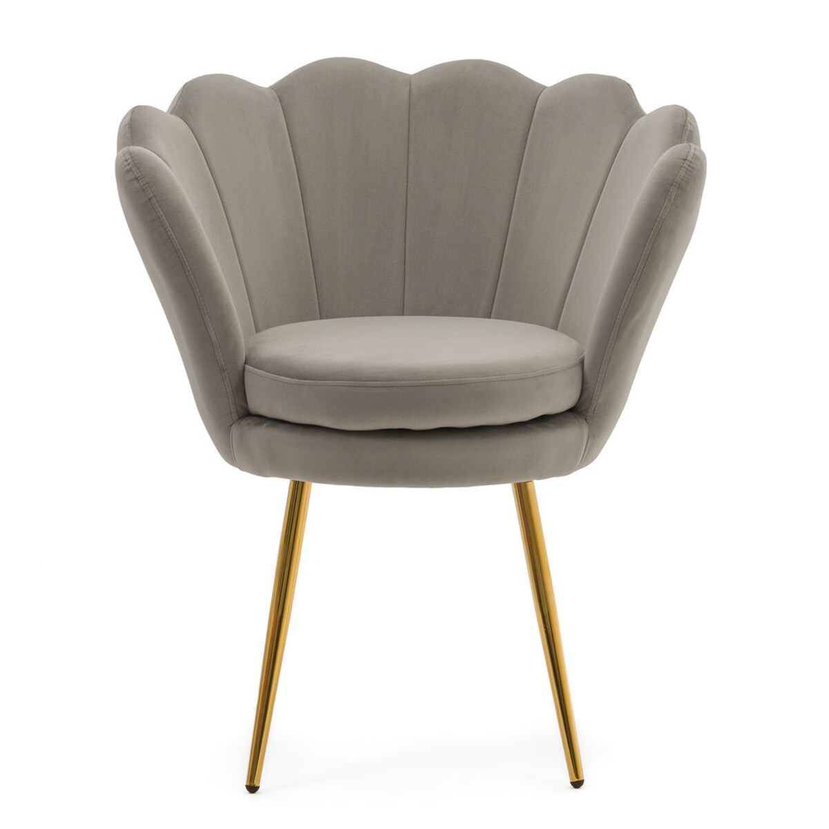 KRZESŁO TAPICEROWANE ZŁOTE NOGI GLAMOUR SHELL SZARE DO SALONU TOALETKI
