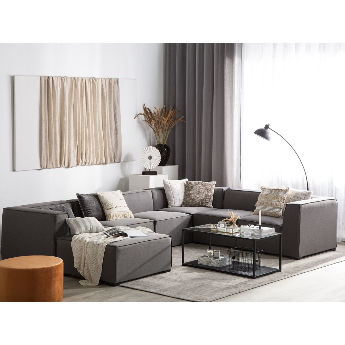 Zestaw ogrodowy 7-osobowy prawostronny szary AREZZO