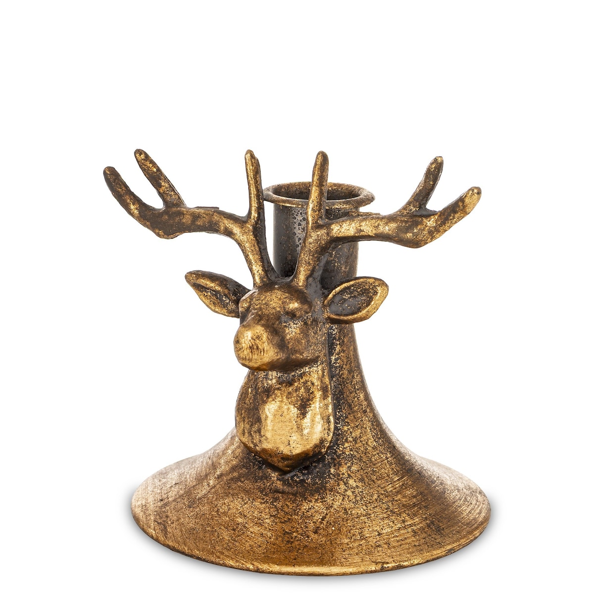 Świecznik metalowy z Jeleniem, 10,5x10,5x9,5 cm