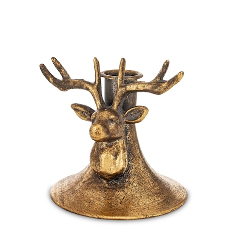 Świecznik metalowy z Jeleniem, 10,5x10,5x9,5 cm