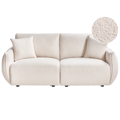 Sofa modułowa dla 2 osób MESNALI Boucle Złamana biel