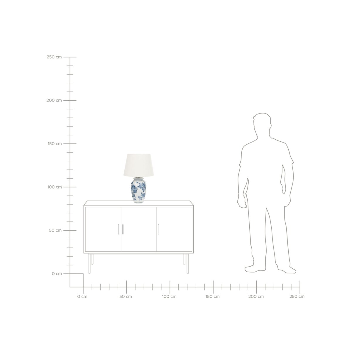 Lampa stołowa porcelanowa biało-niebieska BELUSO