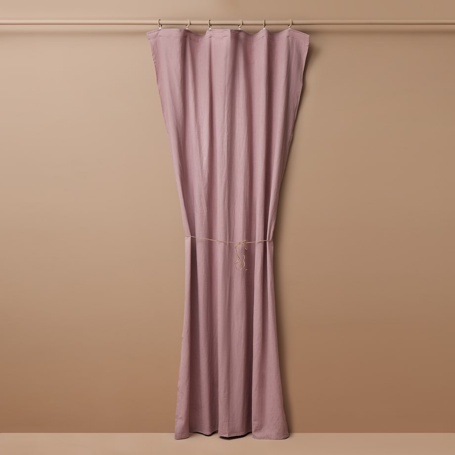 Różowa zasłona na taśmie marszczącej Merida z lnu 140x250