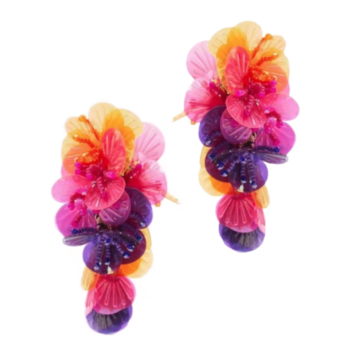 Efektowne HOLOGRAFICZNE kolczyki z kwiatami koralikami akrylowe płatki