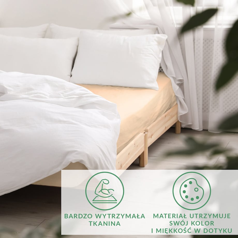 Prześcieradło satynowe bez gumki 160x220 kolor Jasny beż