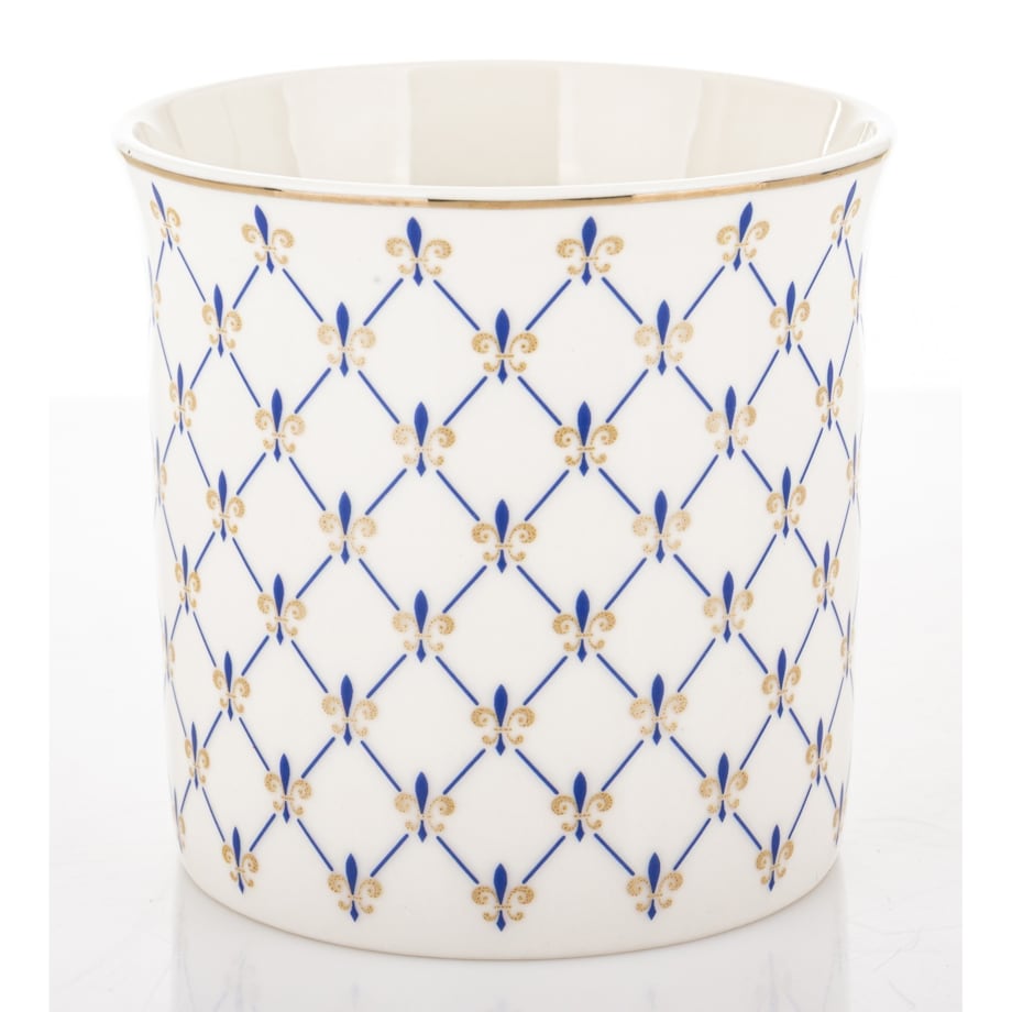 Kubek porcelanowy w pudełku 12,5x9x9 cm MAGLIA 380 ml biały z niebieskim wzorem