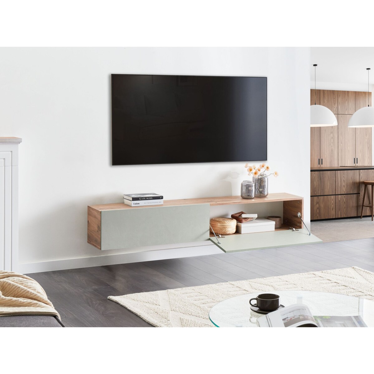 Wisząca szafka RTV GLADSTONE Jasnozielony