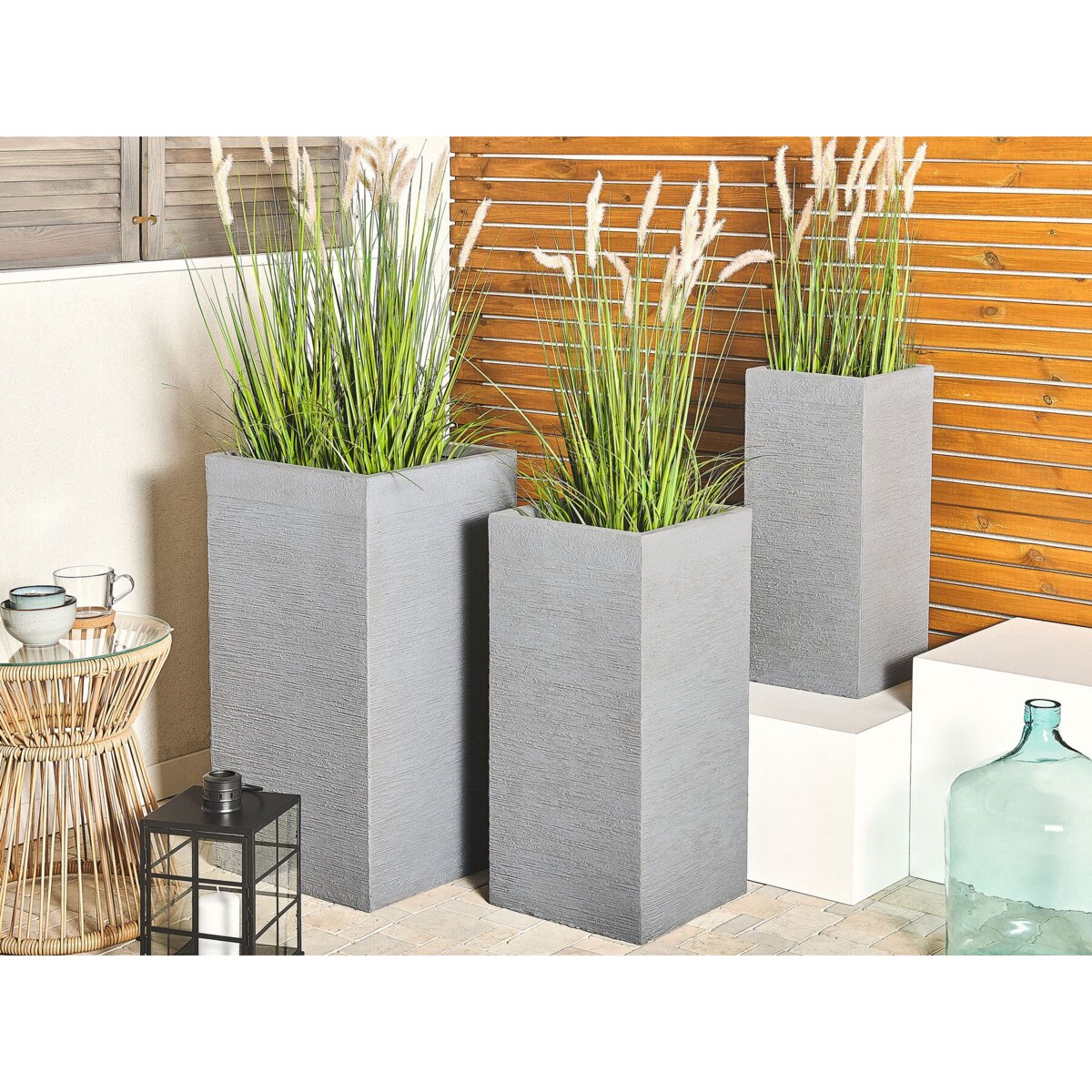 Doniczka 26 x 26 x 60 cm szara DION