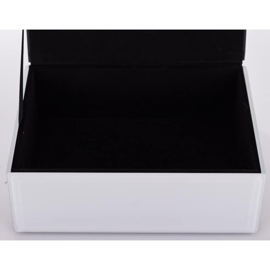 Szkatułka szklana na biżuterię 16x12x8,5 cm DEKOR AGAT biała