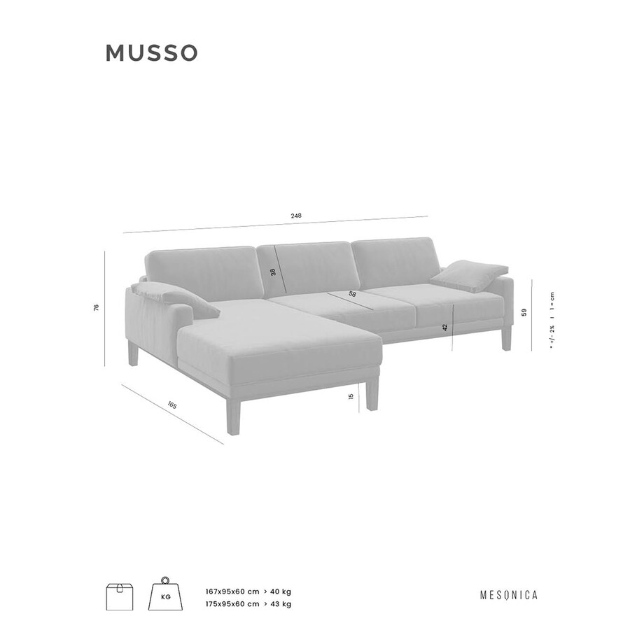 Sofa narożna Musso brzoskwiniowa