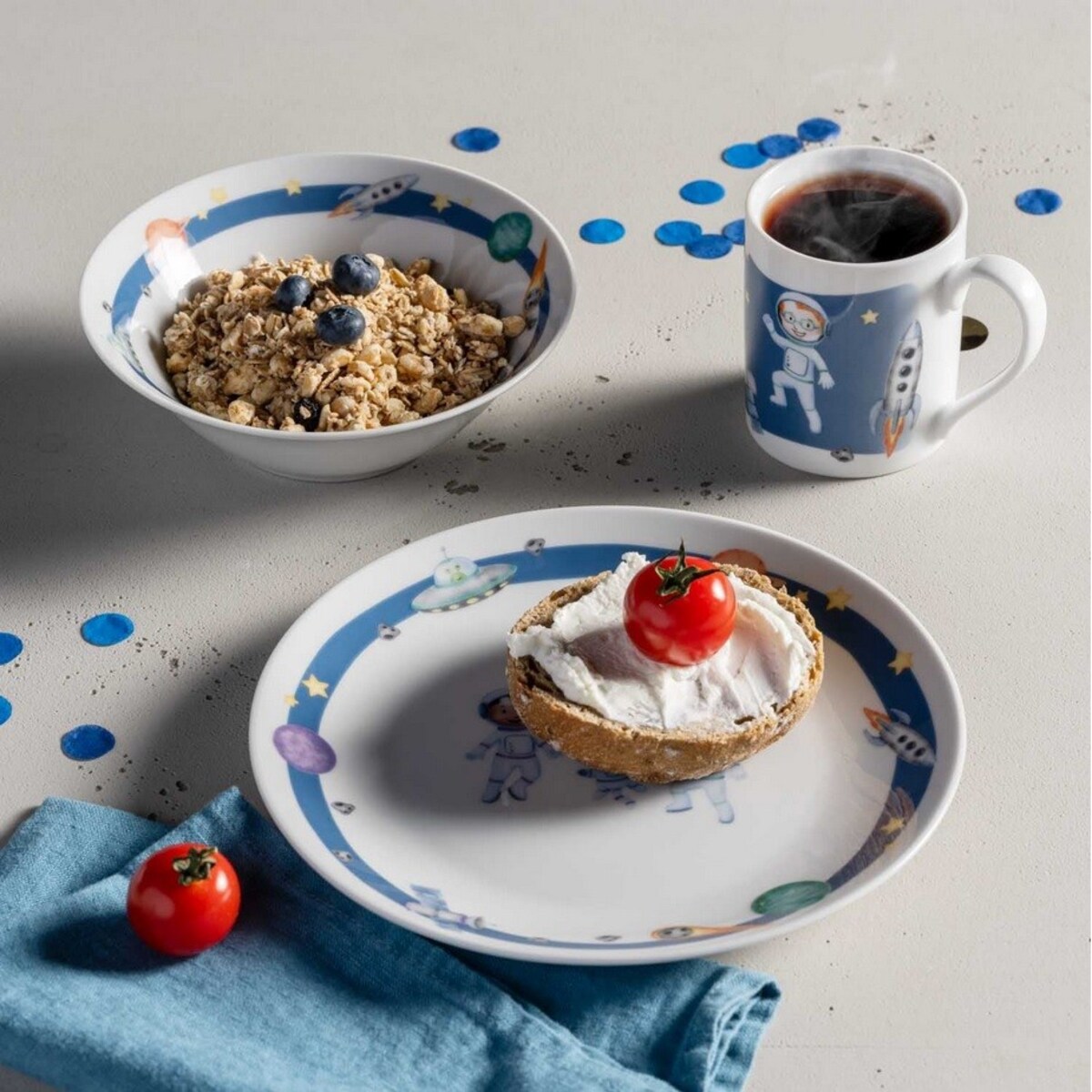 Zestaw 3cz naczyń dla dzieci kosmos BAMBINI AVVENTURA - Leonardo