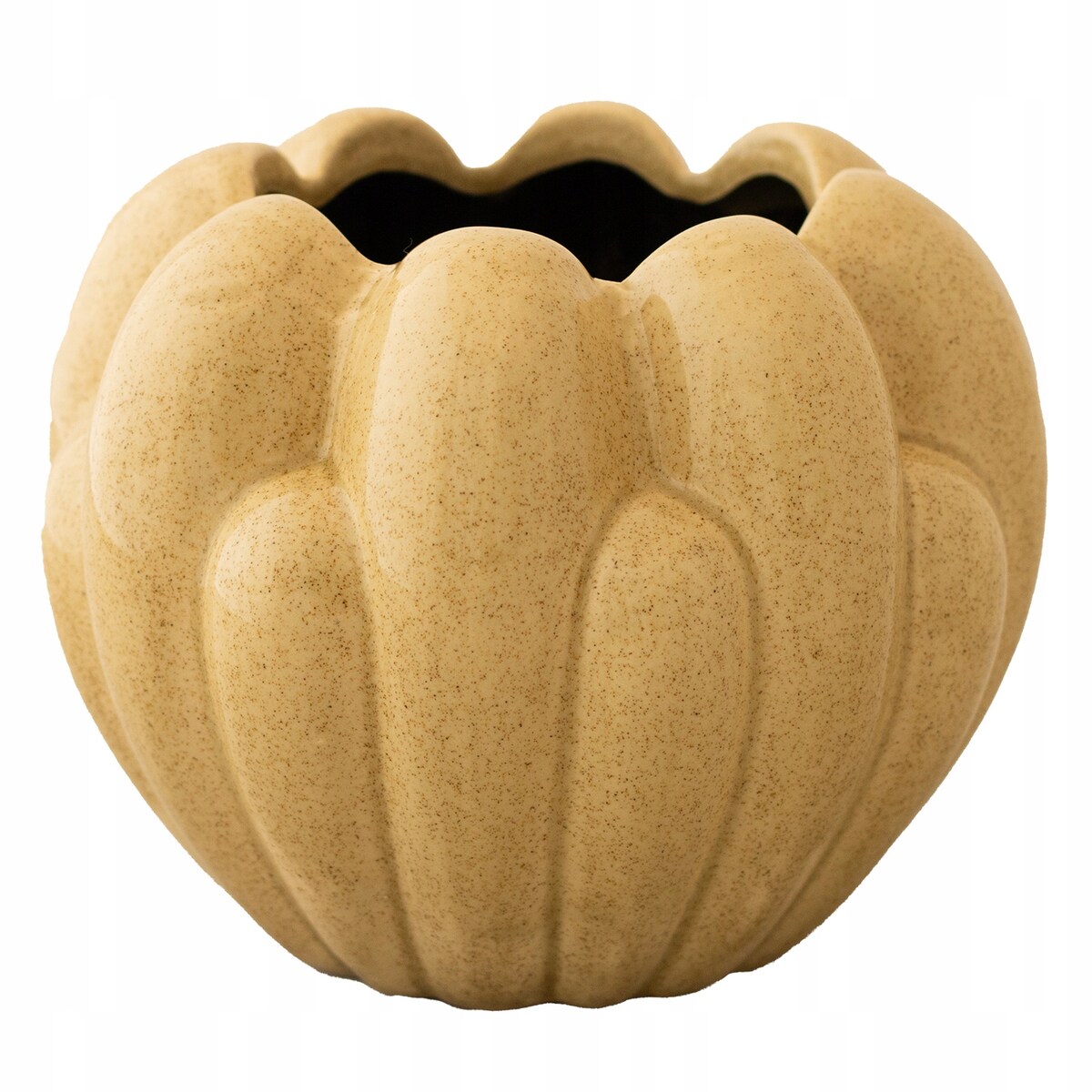 OSŁONKA CERAMICZNA KWIAT beżowa połysk doniczka donica okrągła 14cm