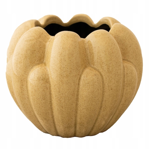 OSŁONKA CERAMICZNA KWIAT beżowa połysk doniczka donica okrągła 14cm
