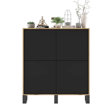 Komoda Industrialna Komoda Loft Czarny MAT Dąb Wotan 113 cm