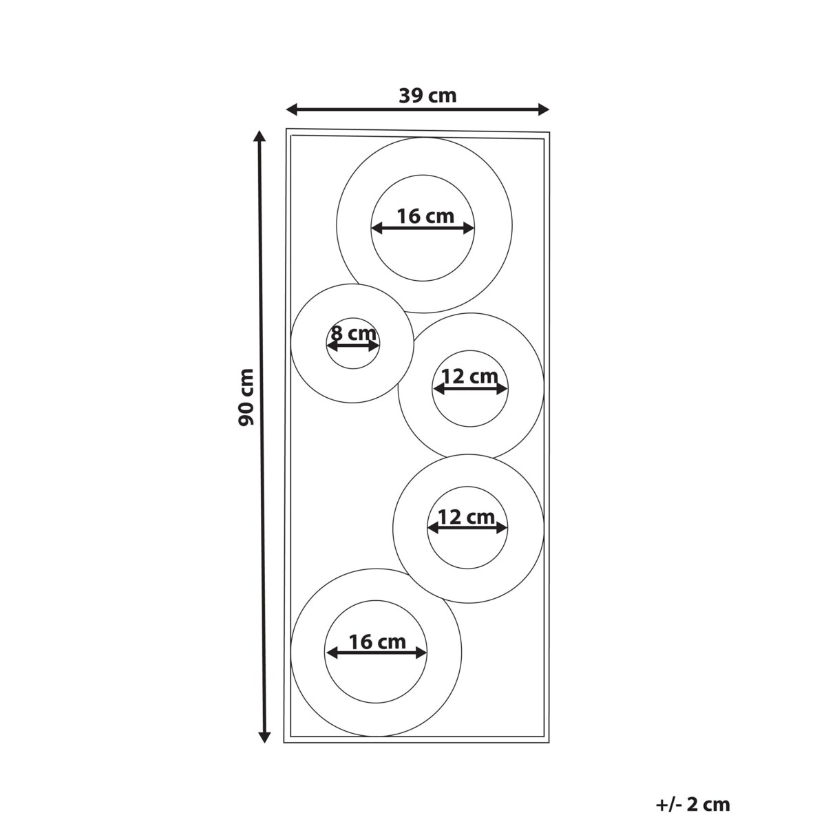 Dekoracja ścienna z lustrami 39 x 90 cm złote MAICOBA