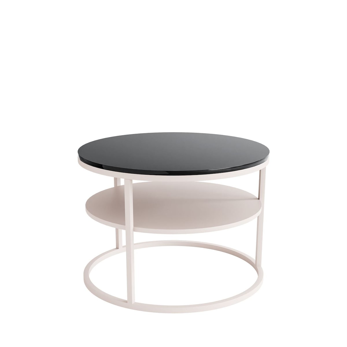 Stolik Kawowy CIRI KASZMIR wysoki połysk z półką, blat czarny połysk