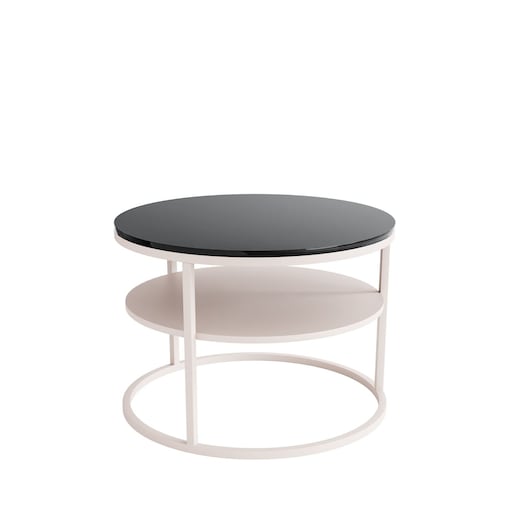 Stolik Kawowy CIRI KASZMIR wysoki połysk z półką, blat czarny połysk