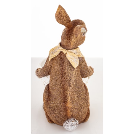 Dekoracja - królik z białym koszykiem 19x14,5x9,5 cm i apaszką