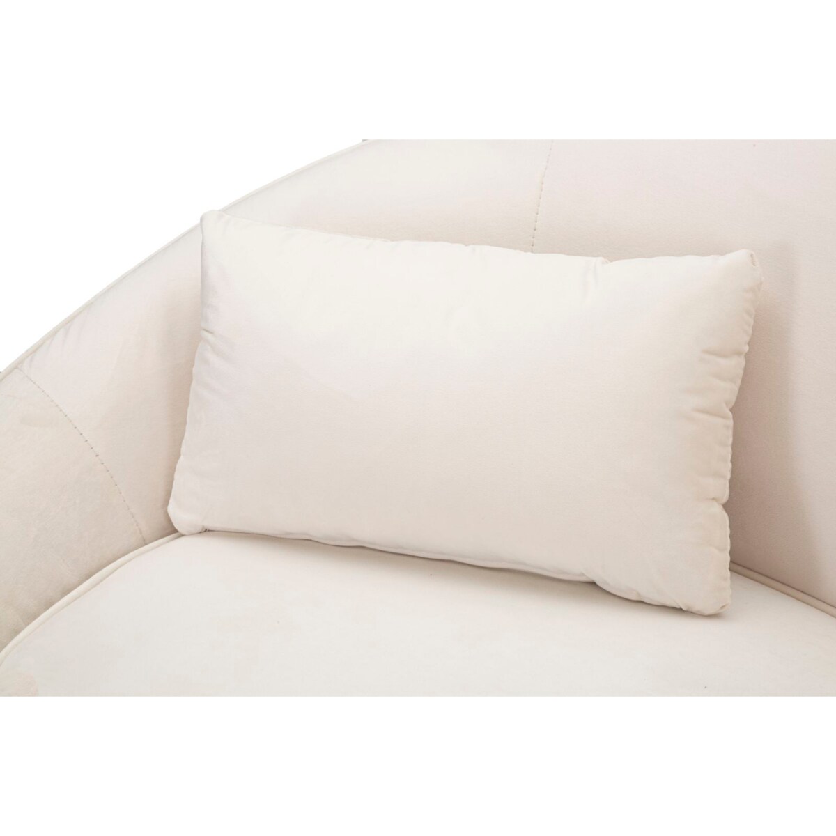 Sofa Oslo, kolor kremowy i złoty, poliester, drewno eukaliptusowe i metal, 148 x 84 x 68 cm, do salonu, Mauro Ferretti
