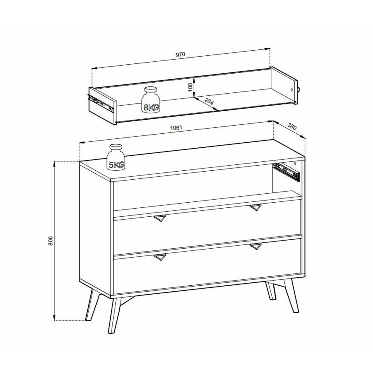 Komoda Sage Wood 3 szuflady naturalna