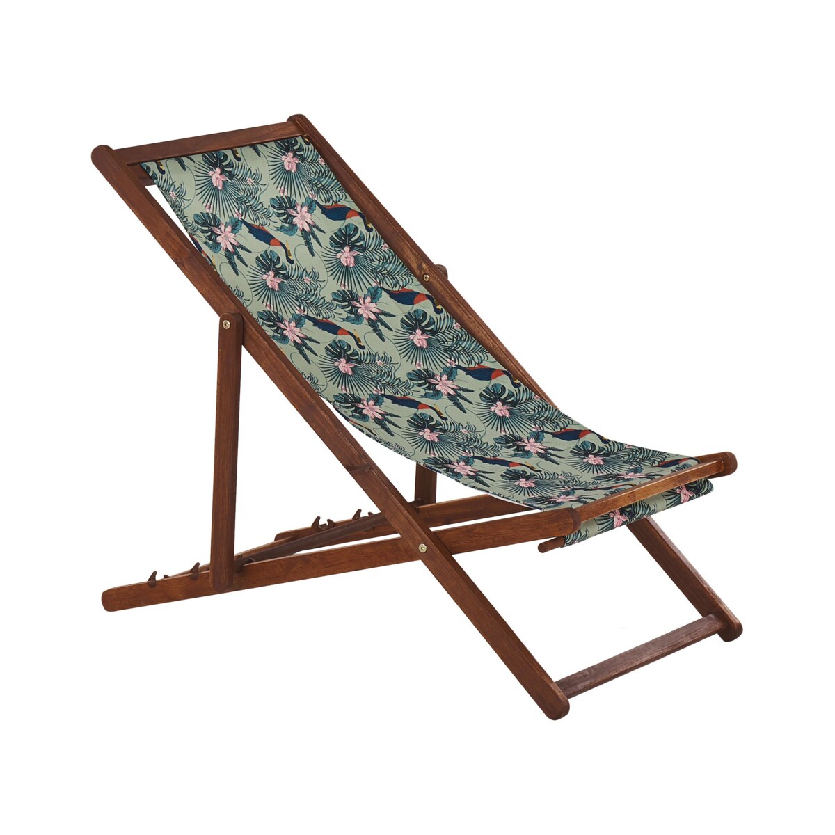 Zestaw 2 leżaków ogrodowych ciemne drewno akacjowe wzór w pelikany ANZIO