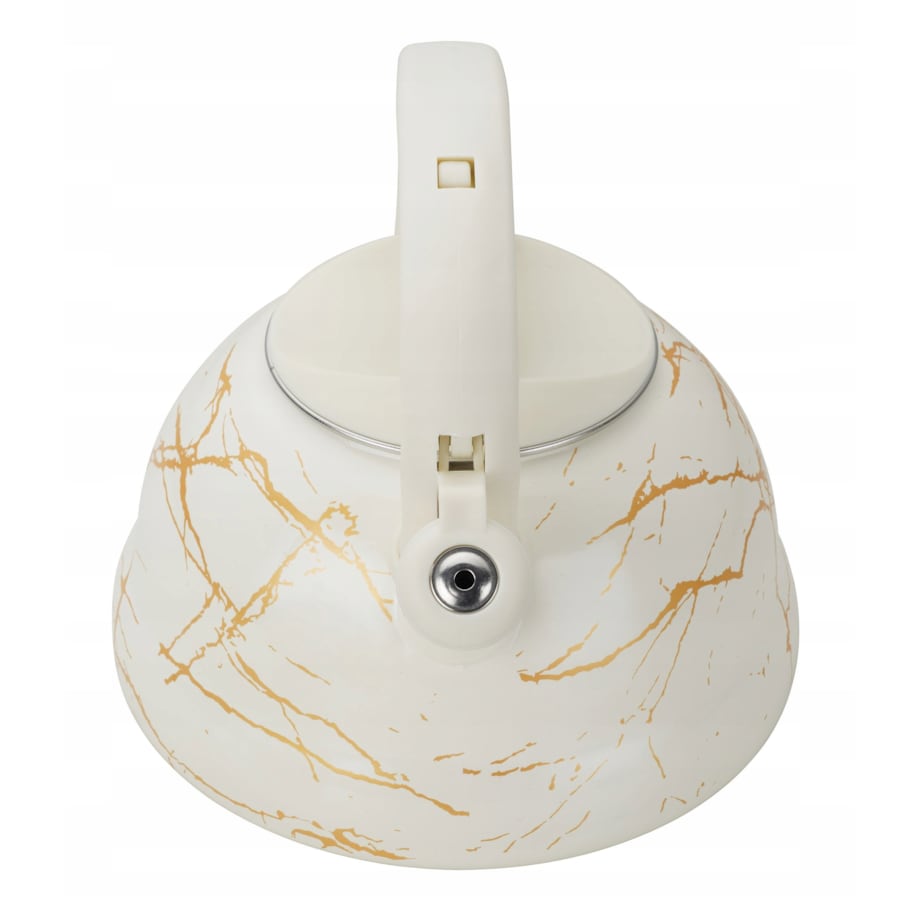 Czajnik Emaliowany Retro 2.2L Z Gwizdkiem Stal Węglowa Biały Indukcja Gaz