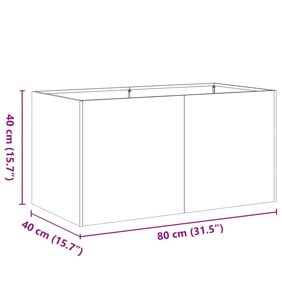 vidaXL Doniczka Rusty 80x40x40 cm Stal nierdzewna