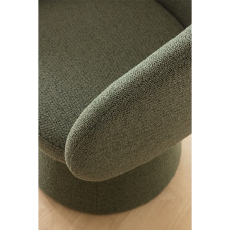 Obrotowe krzesło do jadalni, bouclé ciemnozielone Flavian