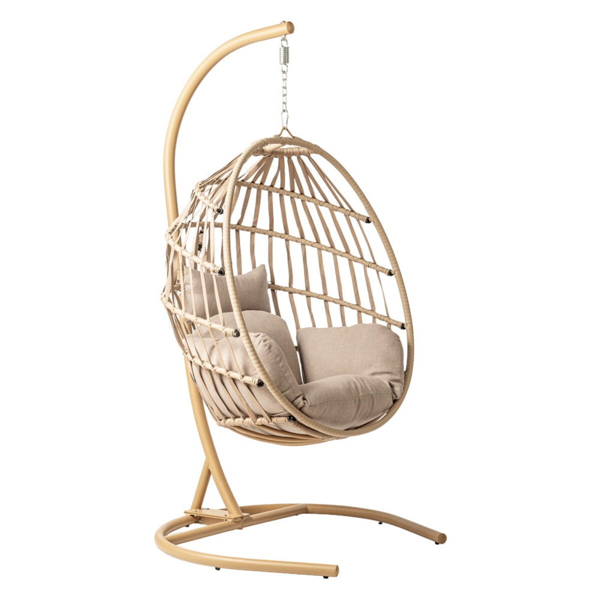 Fotel wiszący ogrodowy beżowy Vico z poduszką