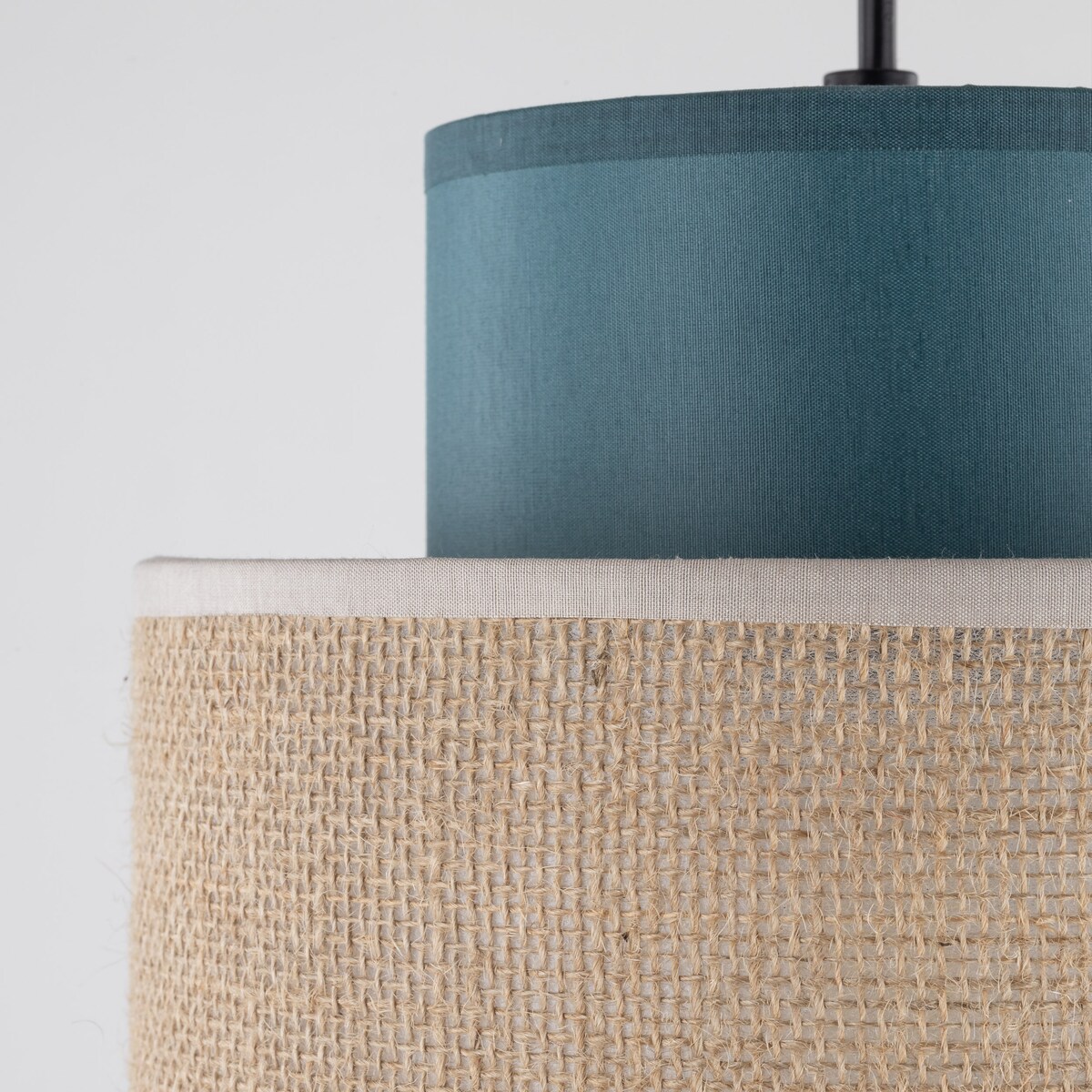 Lampa wisząca TK Lighting DUO JUTA GREEN 3257 czarno-zielona z jutą, E27, regulowana wysokość, 20 cm