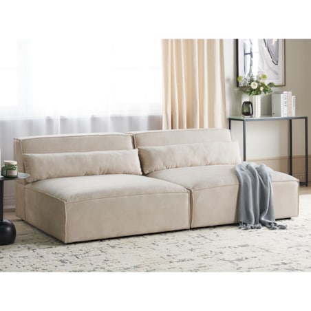 Sofa modułowa 2-osobowa bez podłokietników welurowa beżowa HELLNAR
