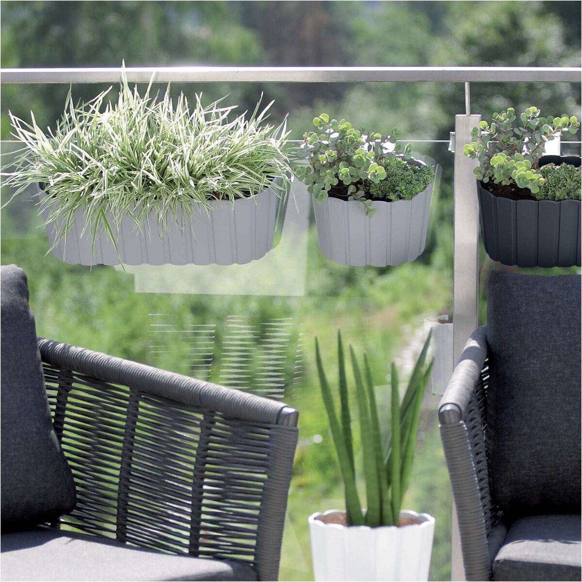 Skrzynka Balkonowa Donica Ogrodowa 38,3 Cm Do Powieszenia Antracytowa