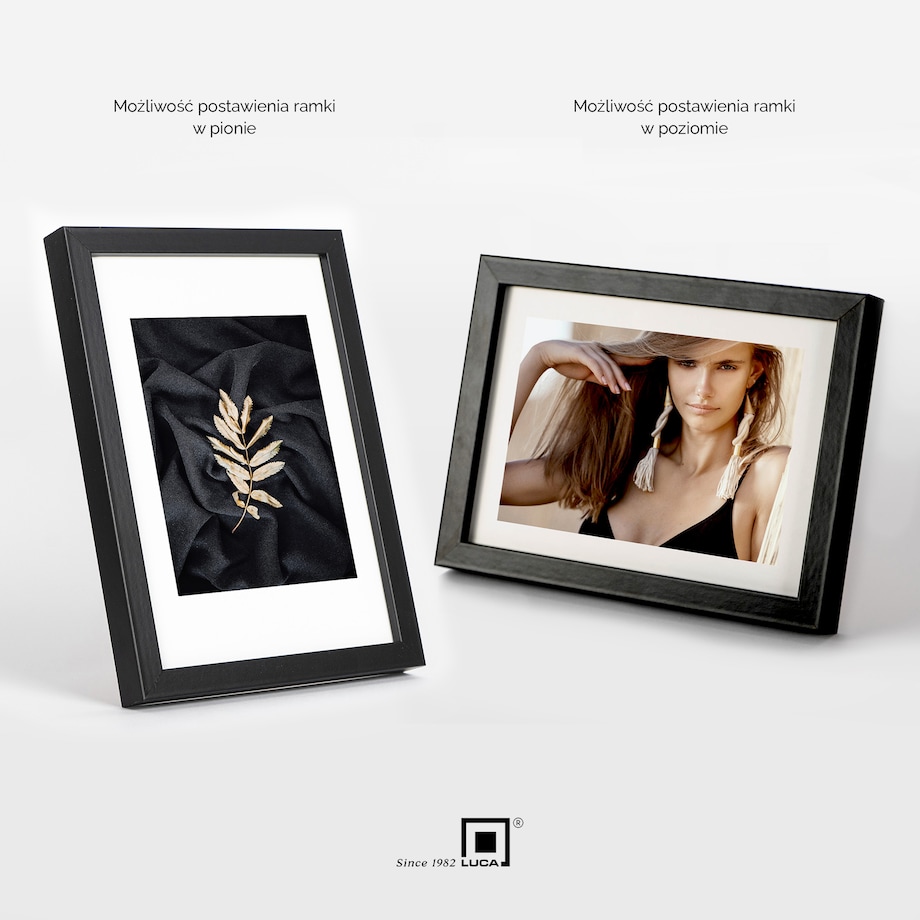 Ramka na zdjęcia 13x18 cm czarna rama MDF z plexi wisząca stojąca klasyczna ramka