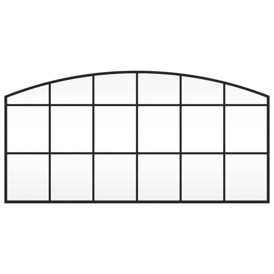 vidaXL Lustro ścienne, czarne, 100x50 cm, zakończone łukiem, żelazo