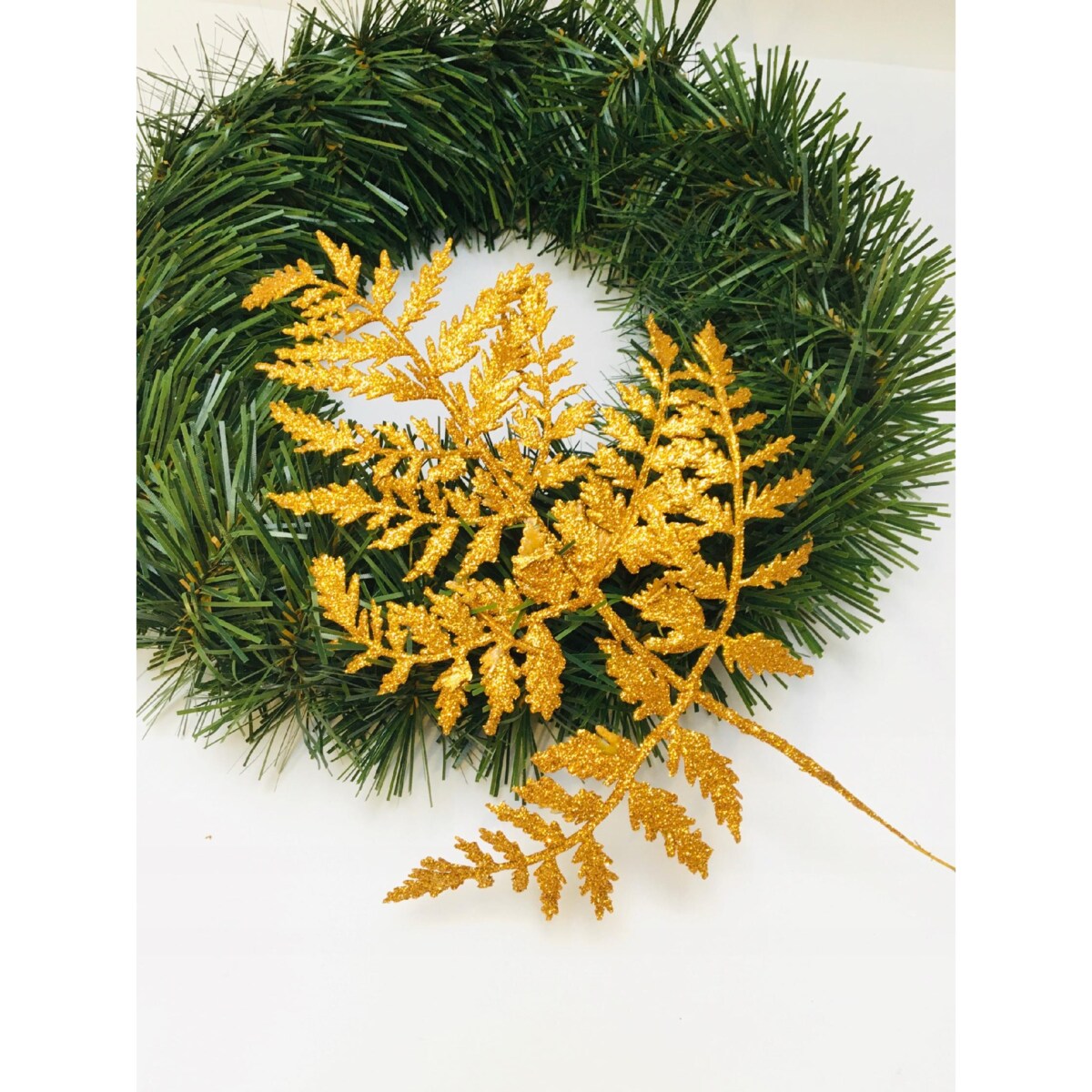LIŚĆ paprotka brokatowy złoty GAŁĄZKA do dekorowania stroika święta choinka