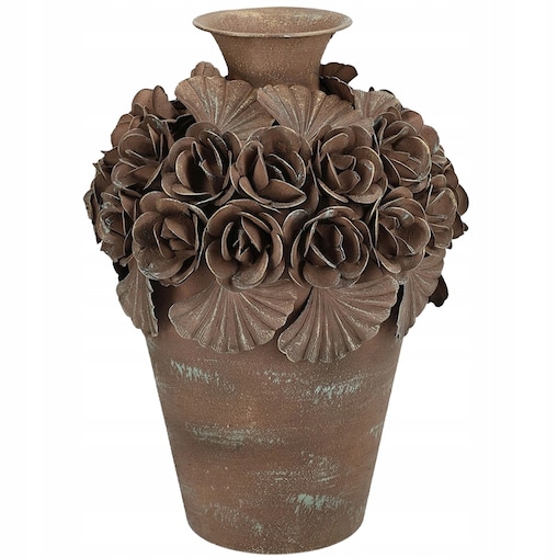 WAZON NA BUKIET KWIATY LOFT BRĄZOWY 30cm DO SALONU DOMU BOHO RETRO LOFT