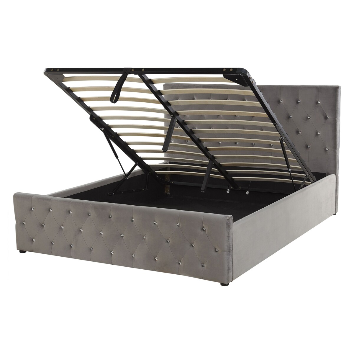 Łóżko z pojemnikiem welurowe 140 x 200 cm szare AMIENS