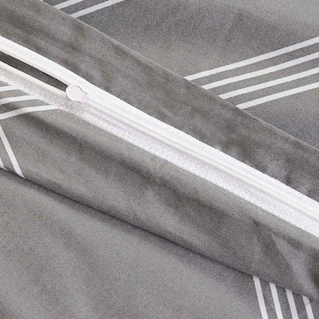 Pościel bawełniana 140x200 Geline szara w minimalistyczne geometryczne białe linie, Cottonlove